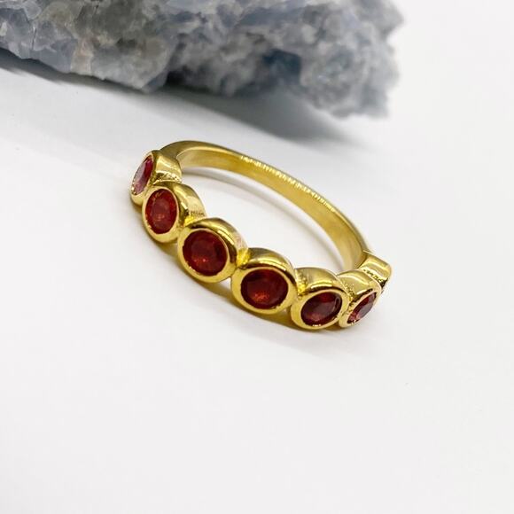 NEW Gold & Red Zirconium Gemstone Statement Ring - Picture 1 of 16